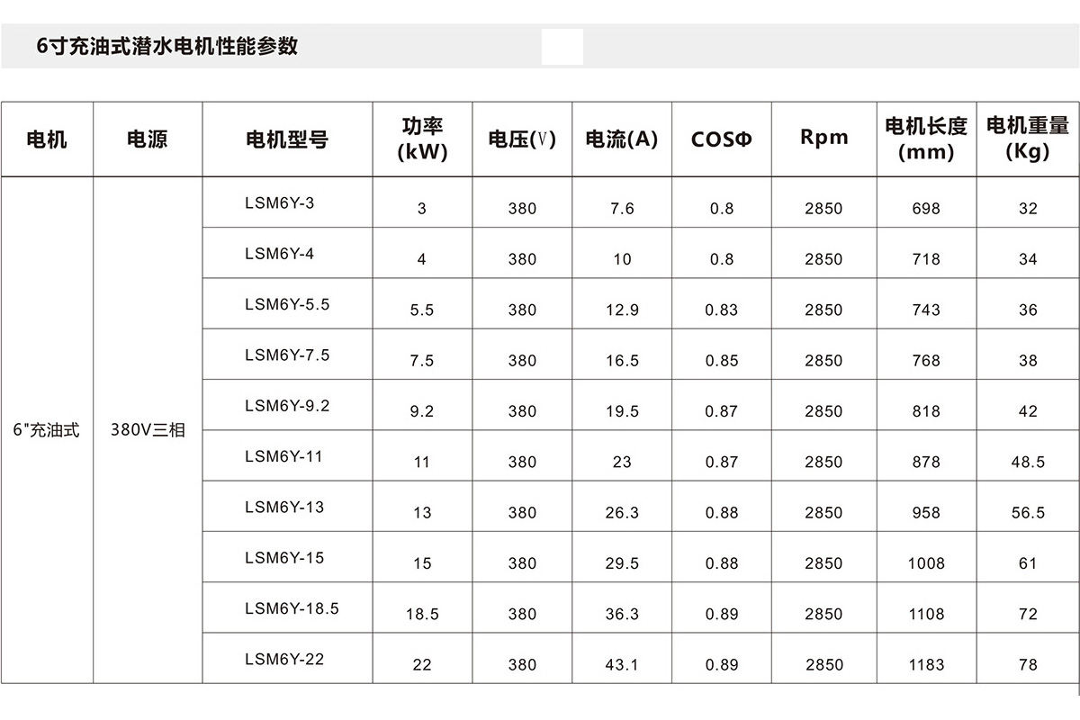6寸充油式潛水電機(jī) 6寸充油式潛水電機(jī)(圖2)