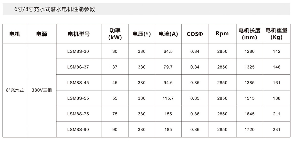 8寸充水式潛水電機(jī) 8寸充水式潛水電機(jī)(圖2)
