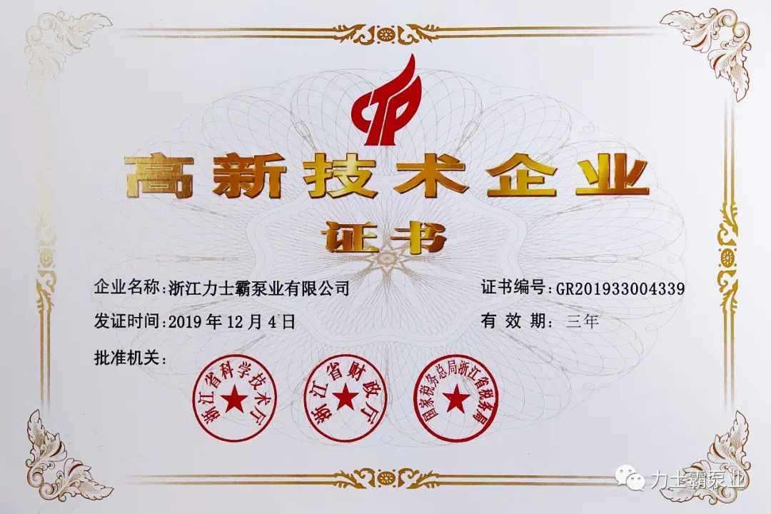 喜訊|力士霸泵業(yè)順利通過國家高新技術企業(yè)復審(圖5) 喜訊|力士霸泵業(yè)順利通過國家高新技術企業(yè)復審(圖5)
